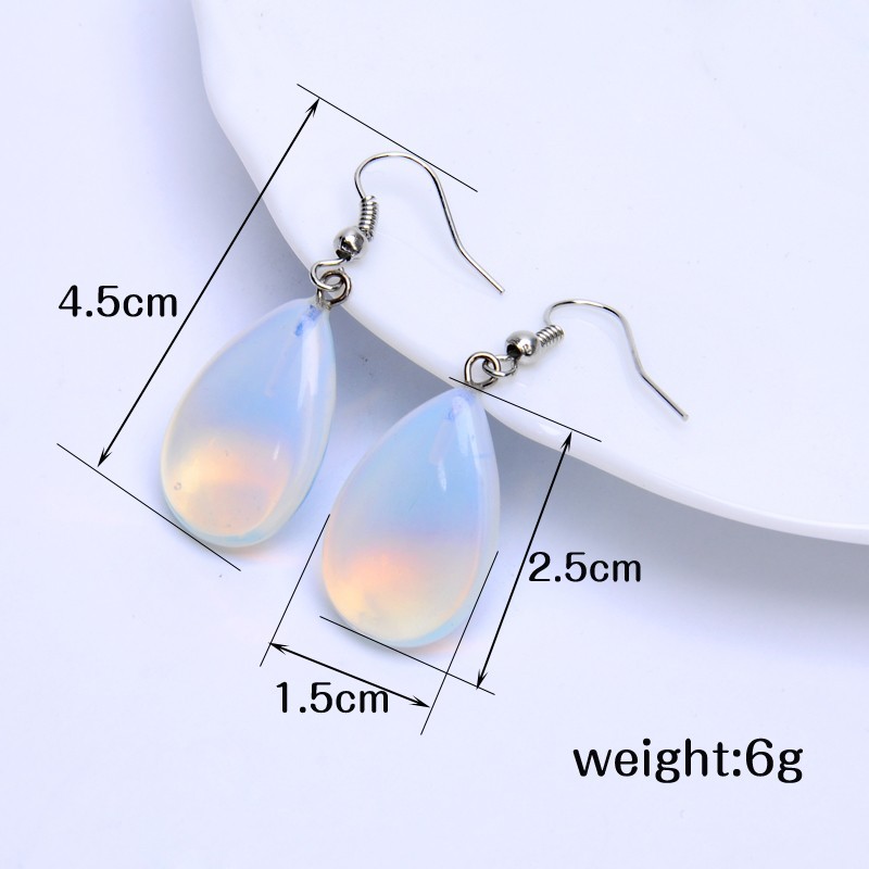 Boucles d'oreilles goutte opale irisée et argent